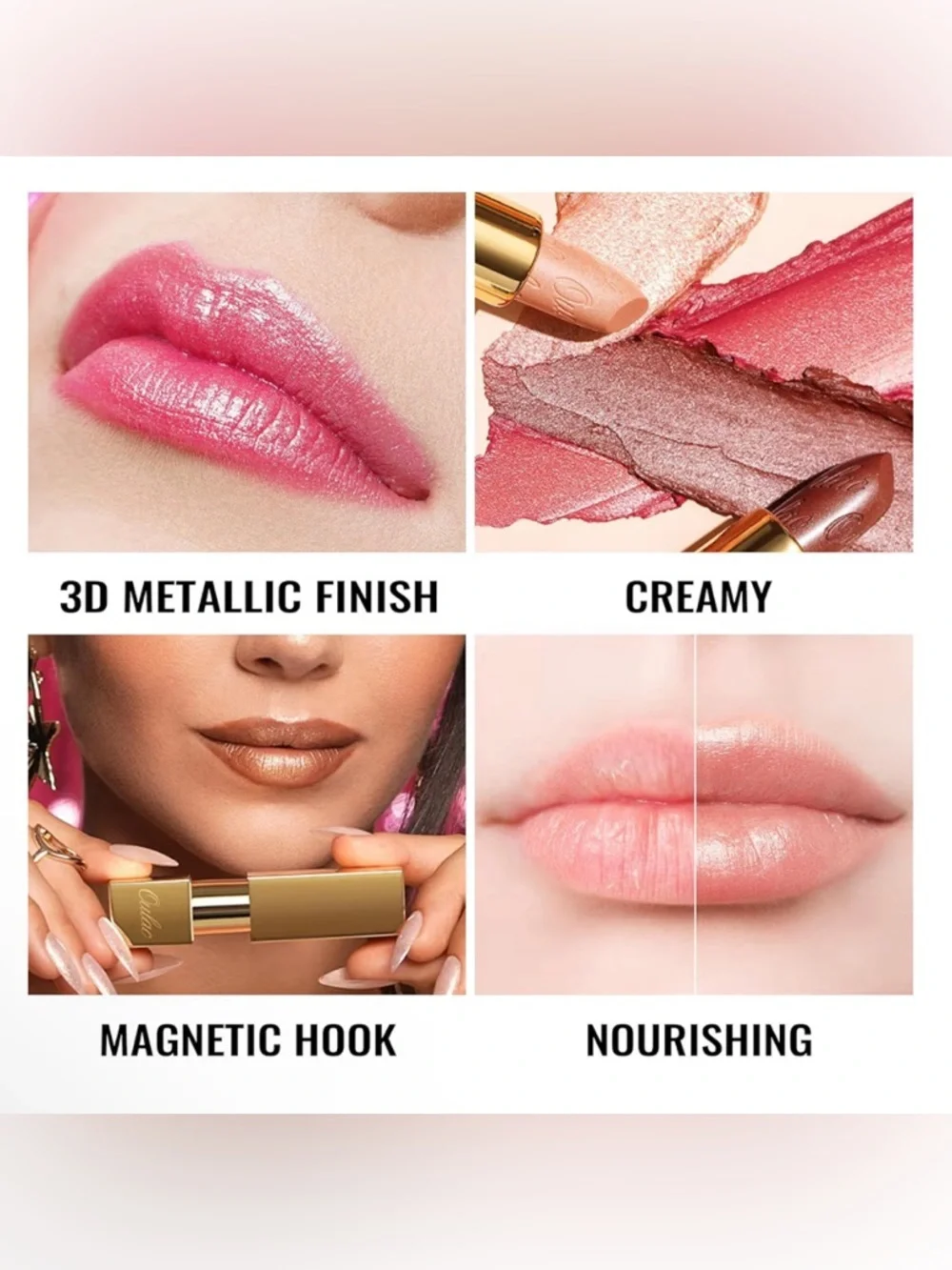 OULAC Metallic Shine Lipstick, Wine Red, One Last Kiss (14) NIP